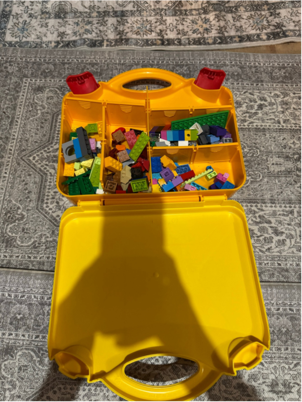 LEGO Yellow Carrying Storage Case with Assorted LEGO Bricks Building Lot